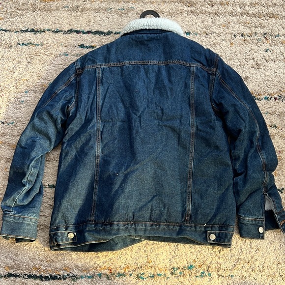 Dark Denim Sherpa Lined Trucker Cowboy Jacket w/Collar New! Size XL - Picture 14 of 14